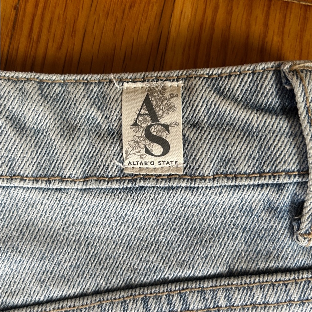 Altar'd State Light Blue Distressed Denim Cutoff Shorts - Picture 6 of 8